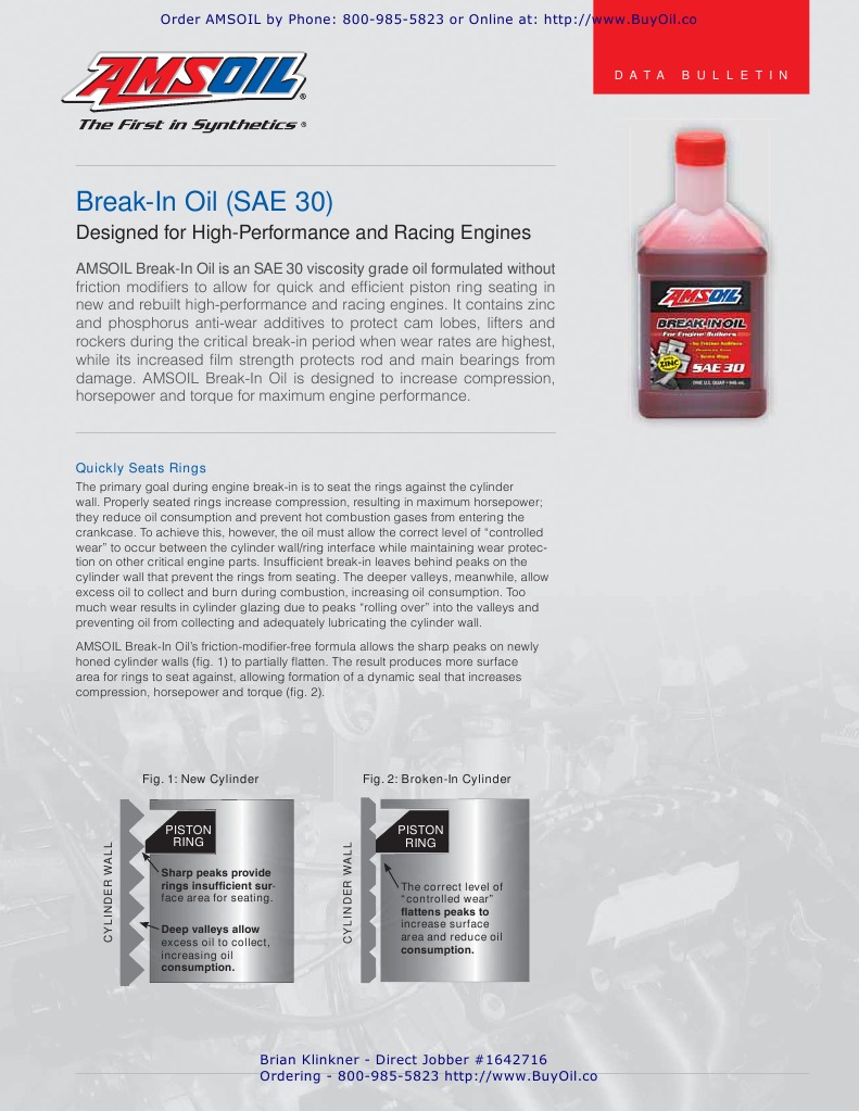 AMSOIL Breakin Oil (SAE 30) BRK Rotating Machines Vehicle Parts