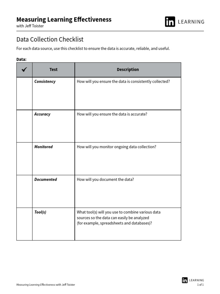 Data Collection Checklist | PDF