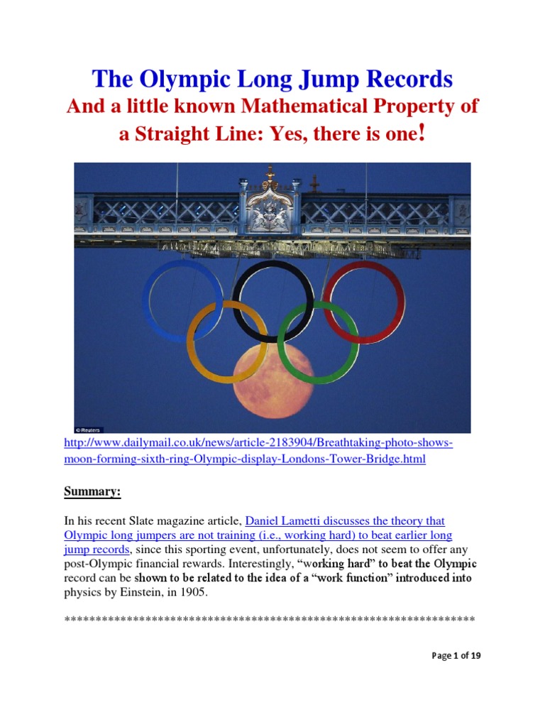 The Olympic Long Jump Records and a Little Known Mathematical Property
