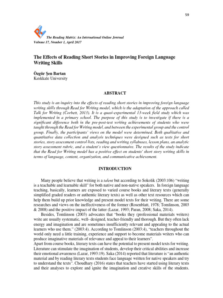 The Effects of Reading Short Stories in Improving Foreign Language ...