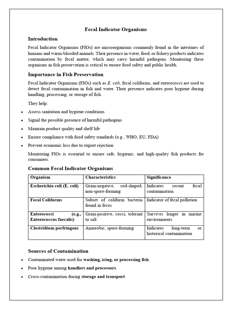 Fecal Indicator Organisms (1) | PDF | Sanitation | Bacteria