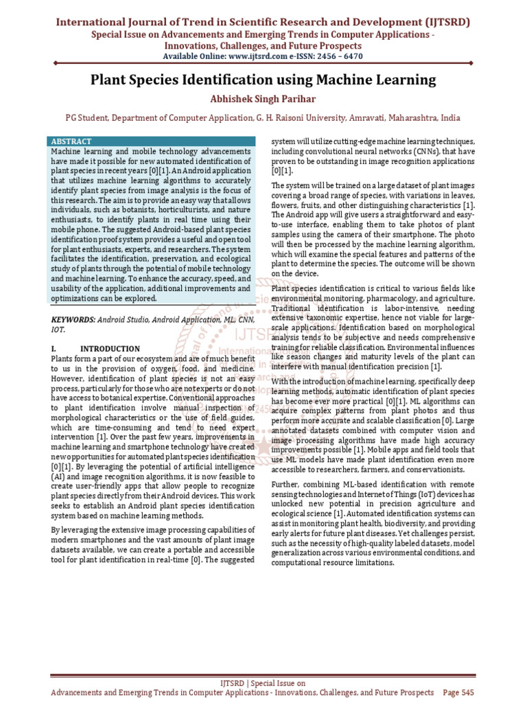 Plant Species Identification using Machine Learning | PDF | Receiver ...