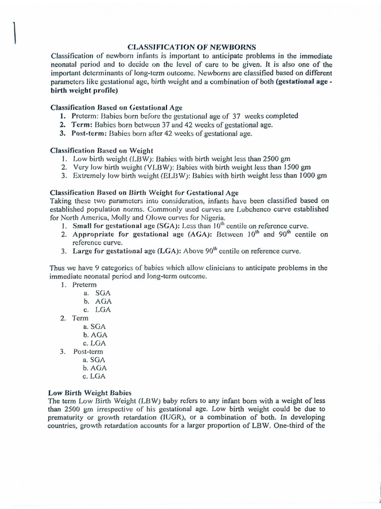 Classification of Newborns | PDF
