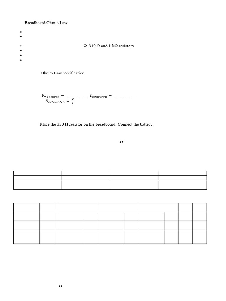 Ohms-Law Worksheet (1) | PDF | Resistor | Electrical Resistance And ...