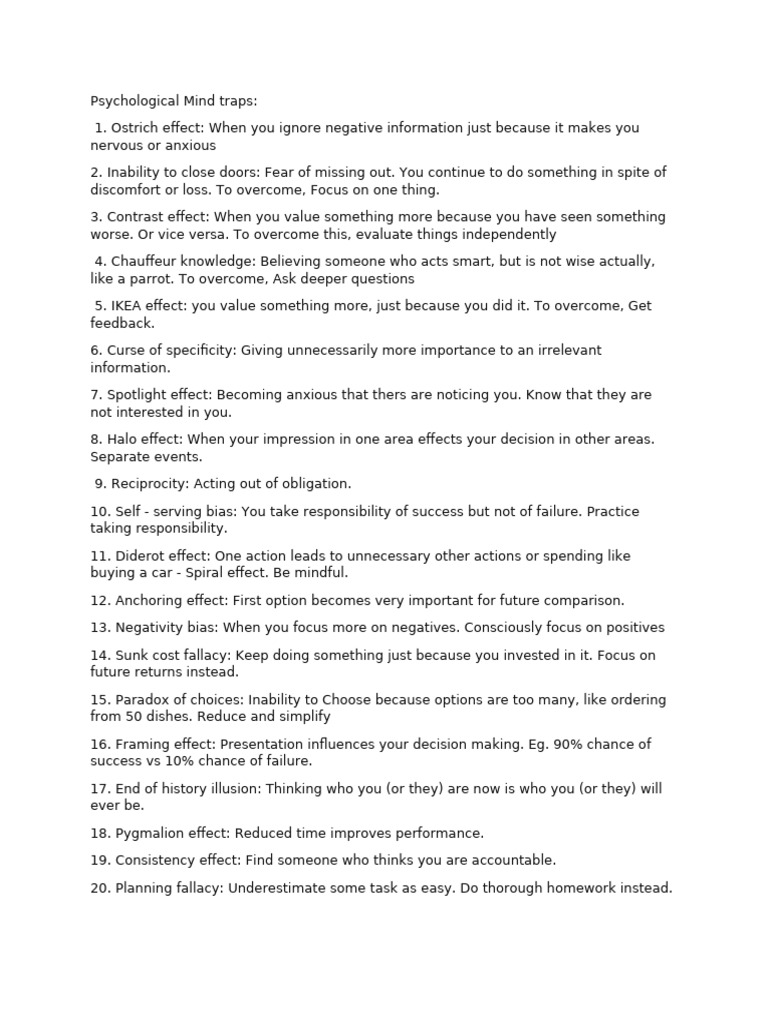 Psychological Mind Traps | PDF | Cognition | Human Communication