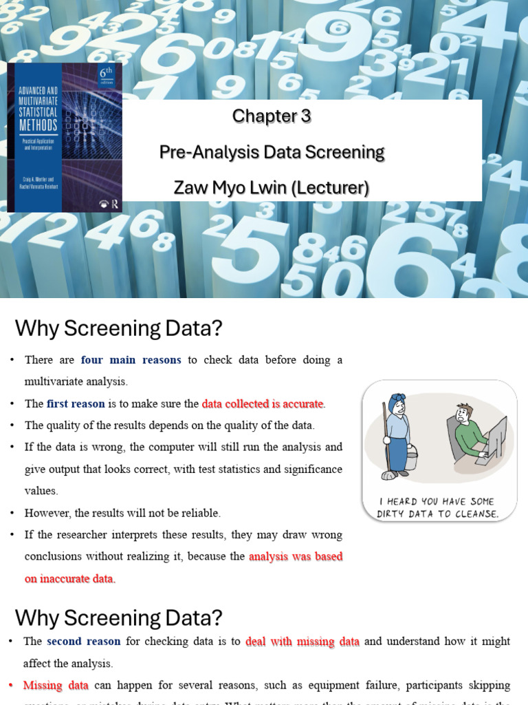 (Week 2) Pre Analysis Data Screening (Ch 3) | PDF | Errors And ...