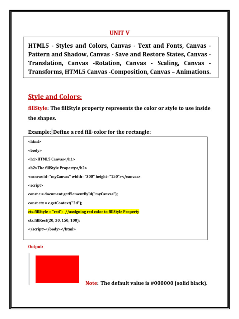 UNIT 5 HTML5 CANVAS | PDF | Parameter (Computer Programming) | Computer ...