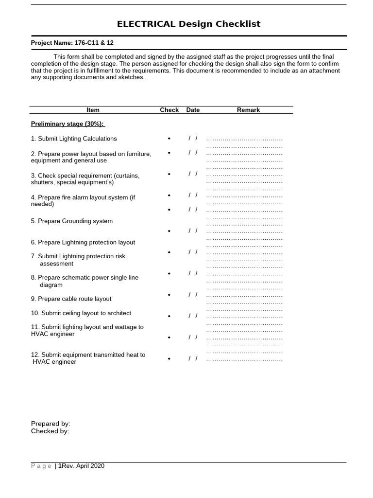 30% Electrical Design Checklist | PDF | Chess Theory | Chess
