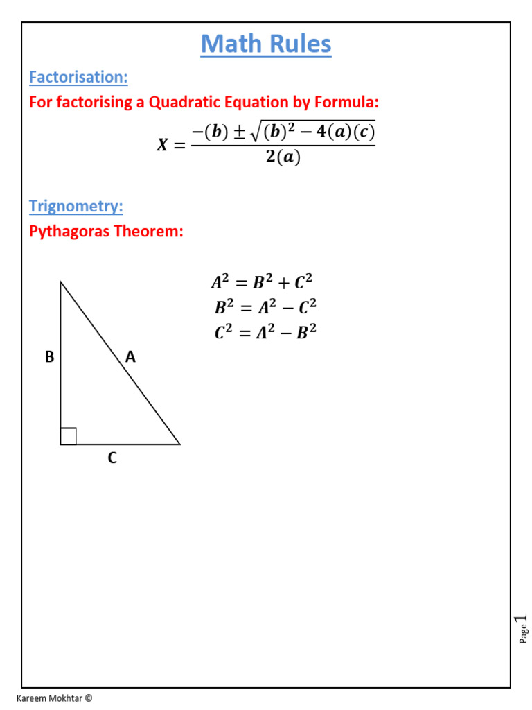 Maths Formulas | PDF | Trigonometry | Trigonometric Functions