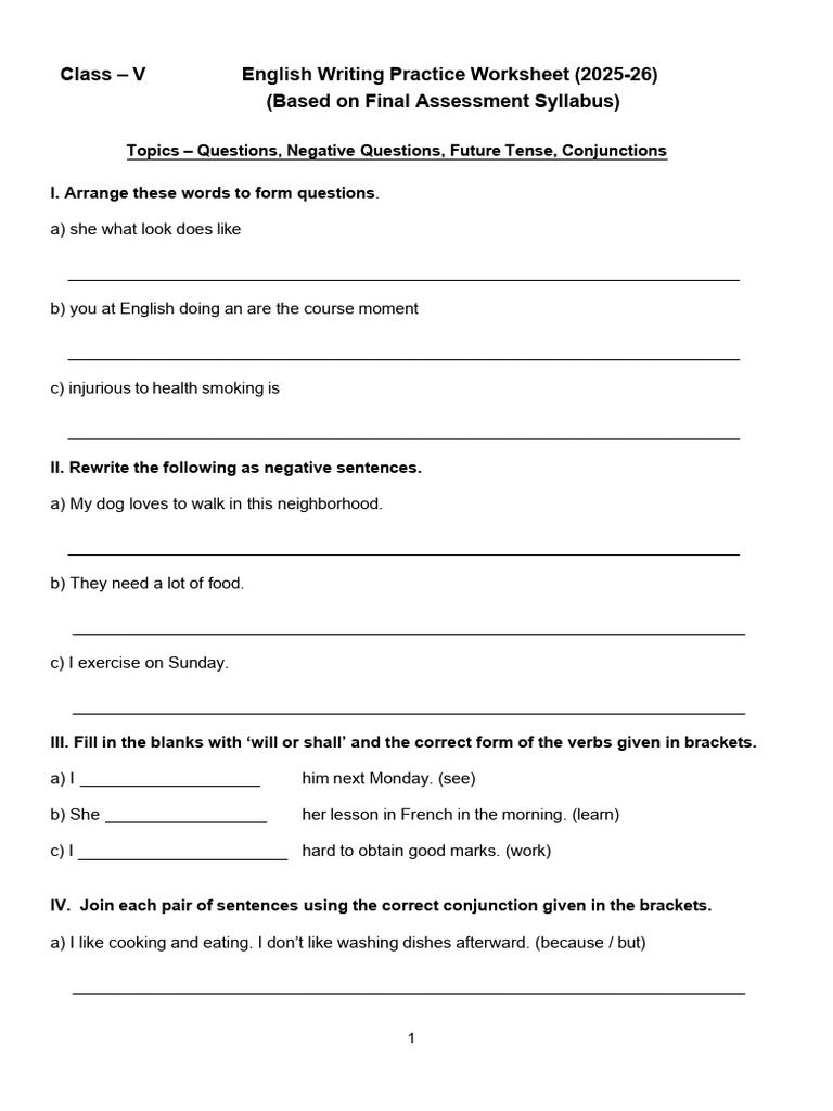Class 5 FA Grammar Prac. Work. | PDF | Language Families | Linguistic ...
