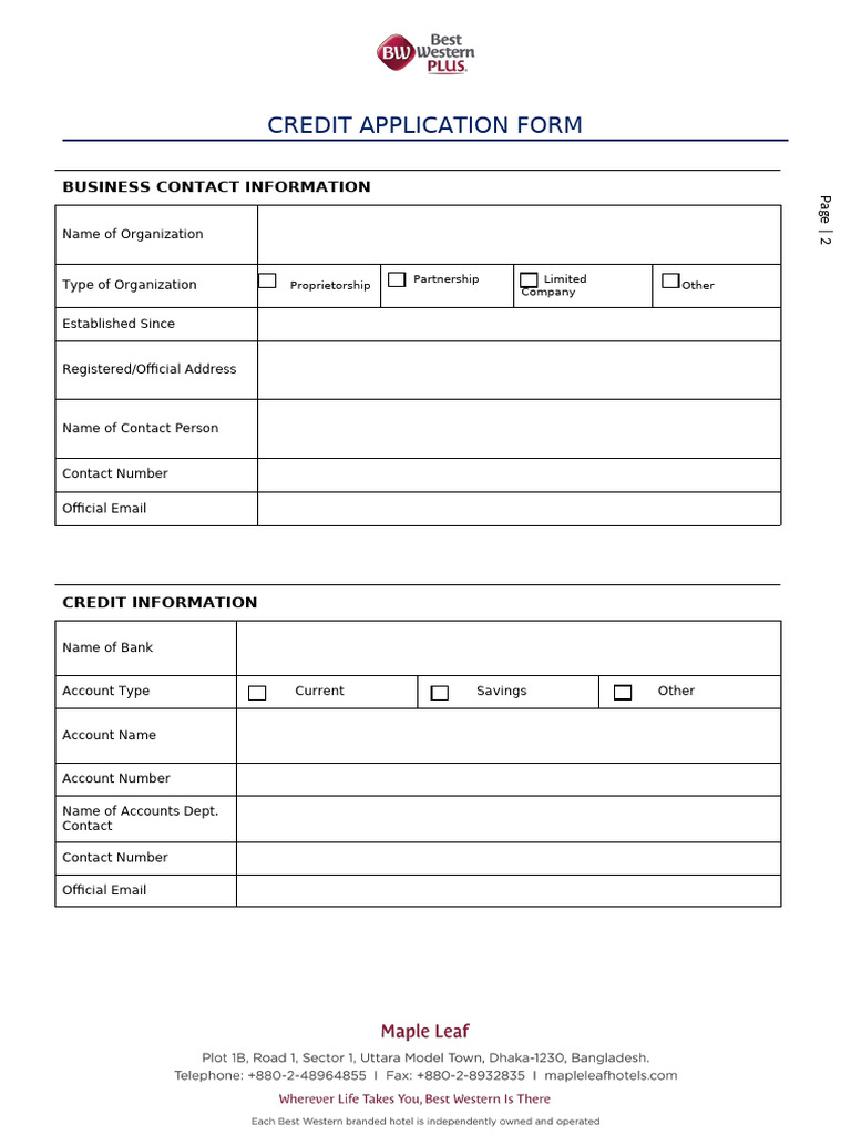 Credit Facility Form | PDF | Invoice