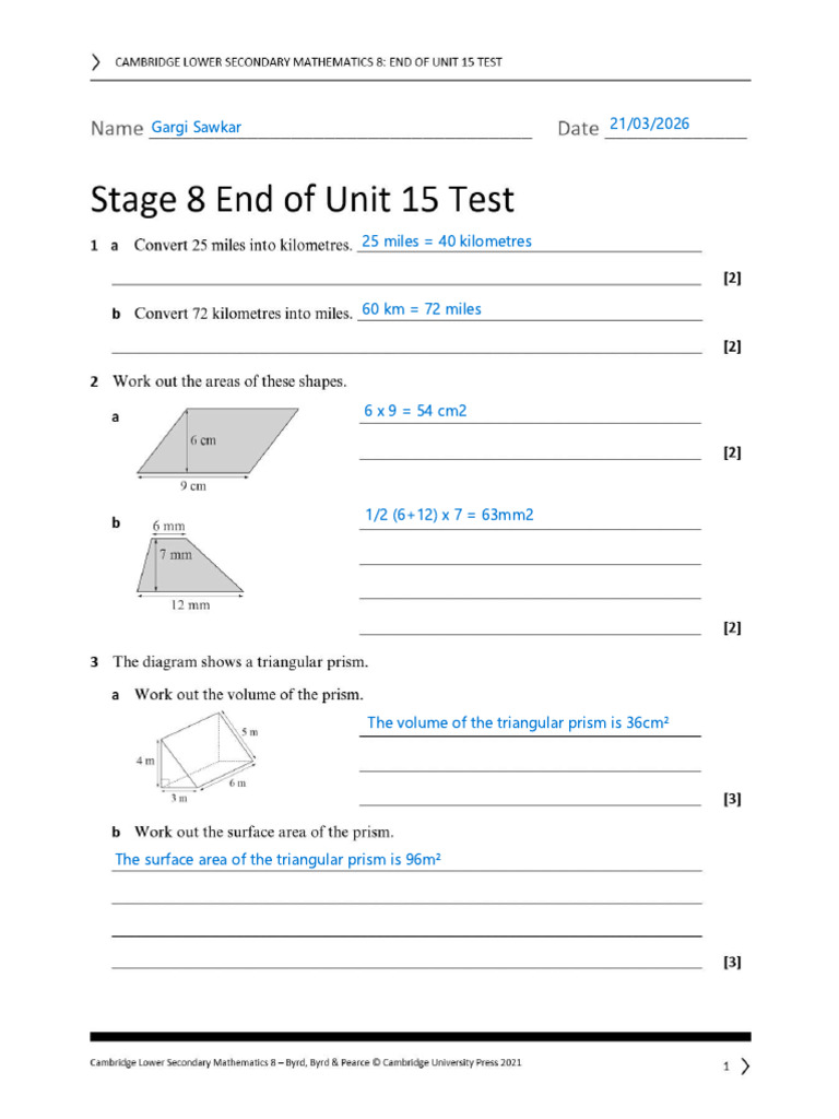 Maths Ch15 Worksheet | PDF