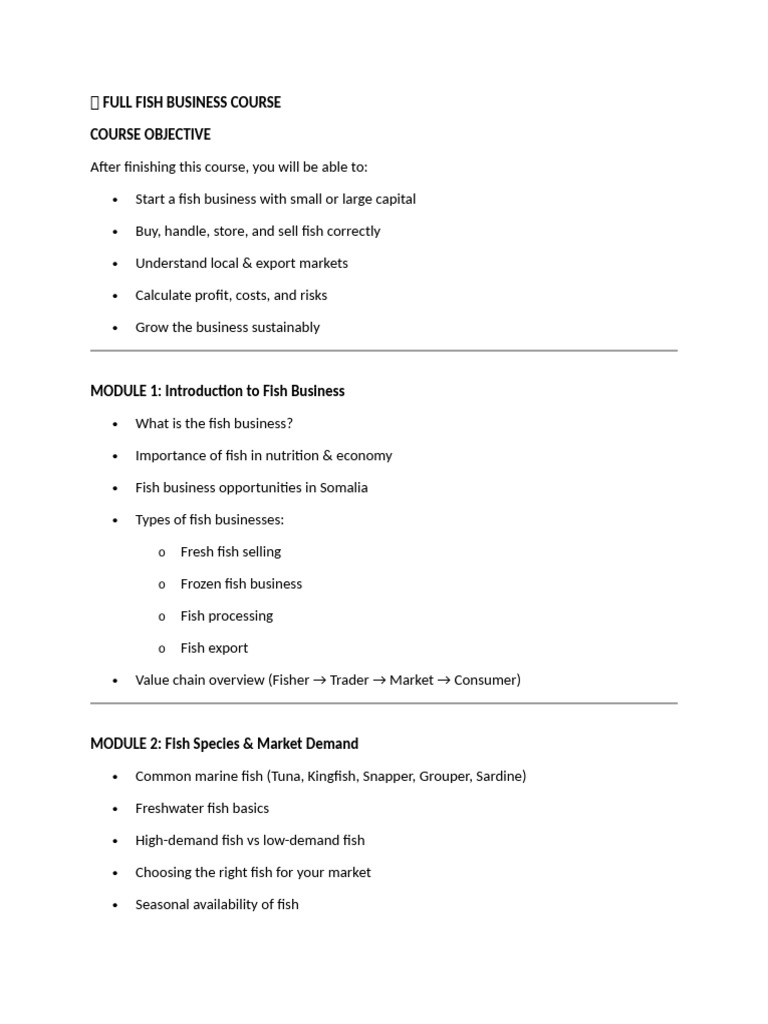 ? Full Fish Business Course | PDF | Refrigerator | Business Economics