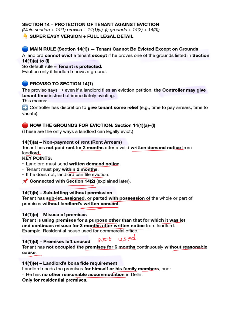 Section 14 - Protection of Tenant Against Eviction | PDF | Eviction ...