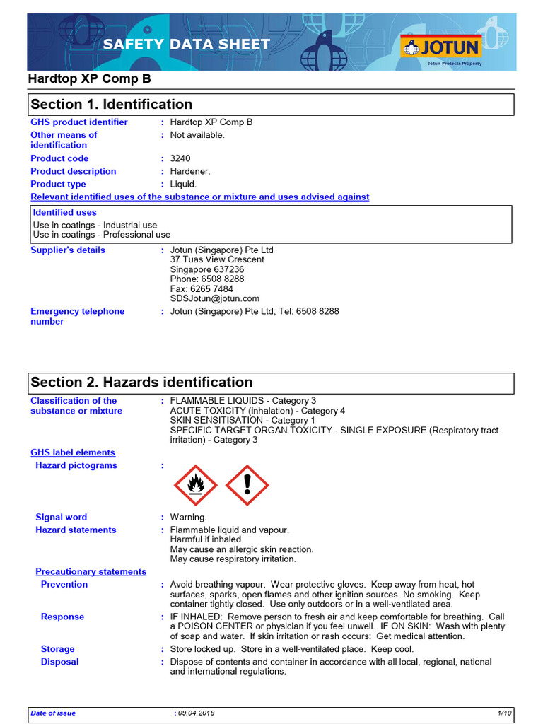 Hardtop XP Comp B | PDF | Toxicity | Occupational Safety And Health