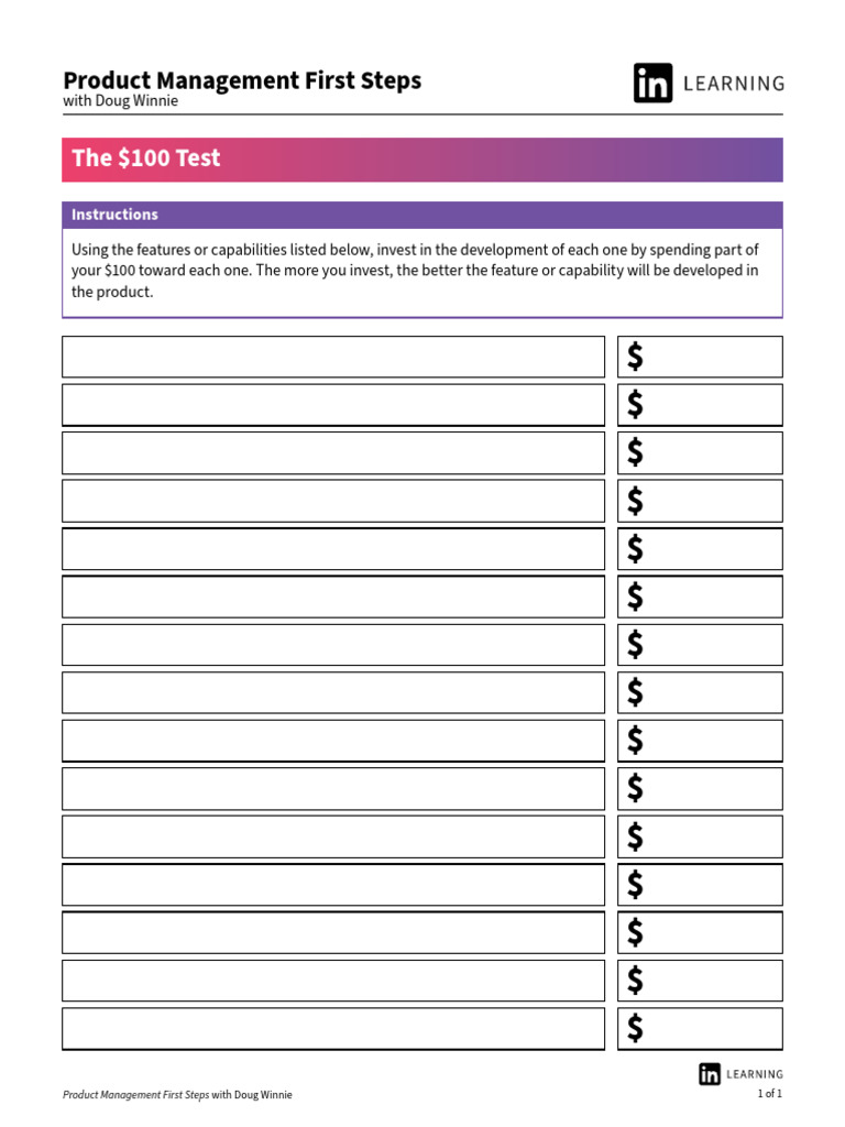 The 100 Dollar Test | PDF