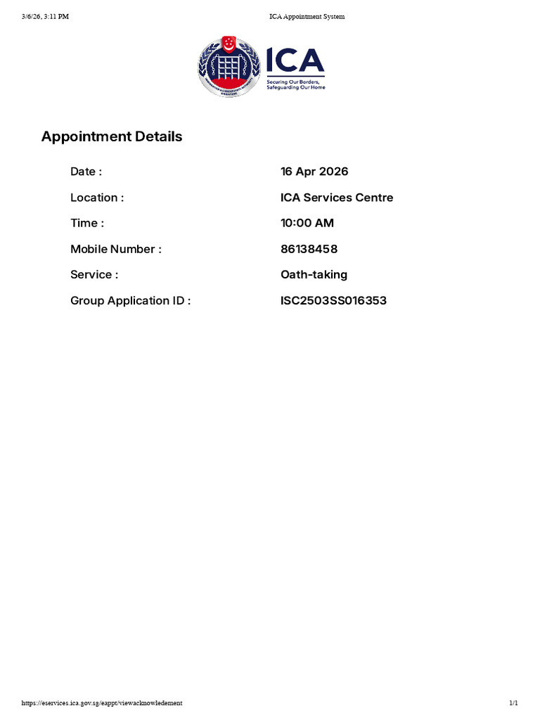 ICA Appointment System | PDF