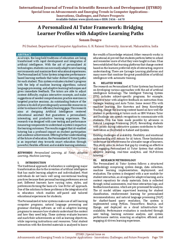 A Personalized AI Tutor Framework Bridging Learner Profiles with ...