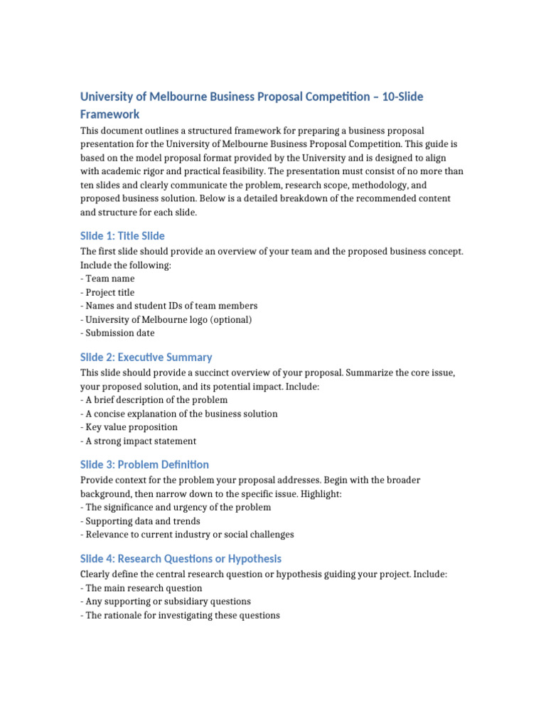 Business Proposal Competition Framework | PDF | Feasibility Study ...