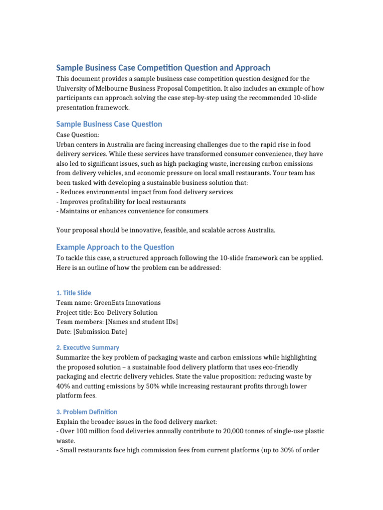 Sample Business Case Competition Question | PDF | Sustainability | Waste