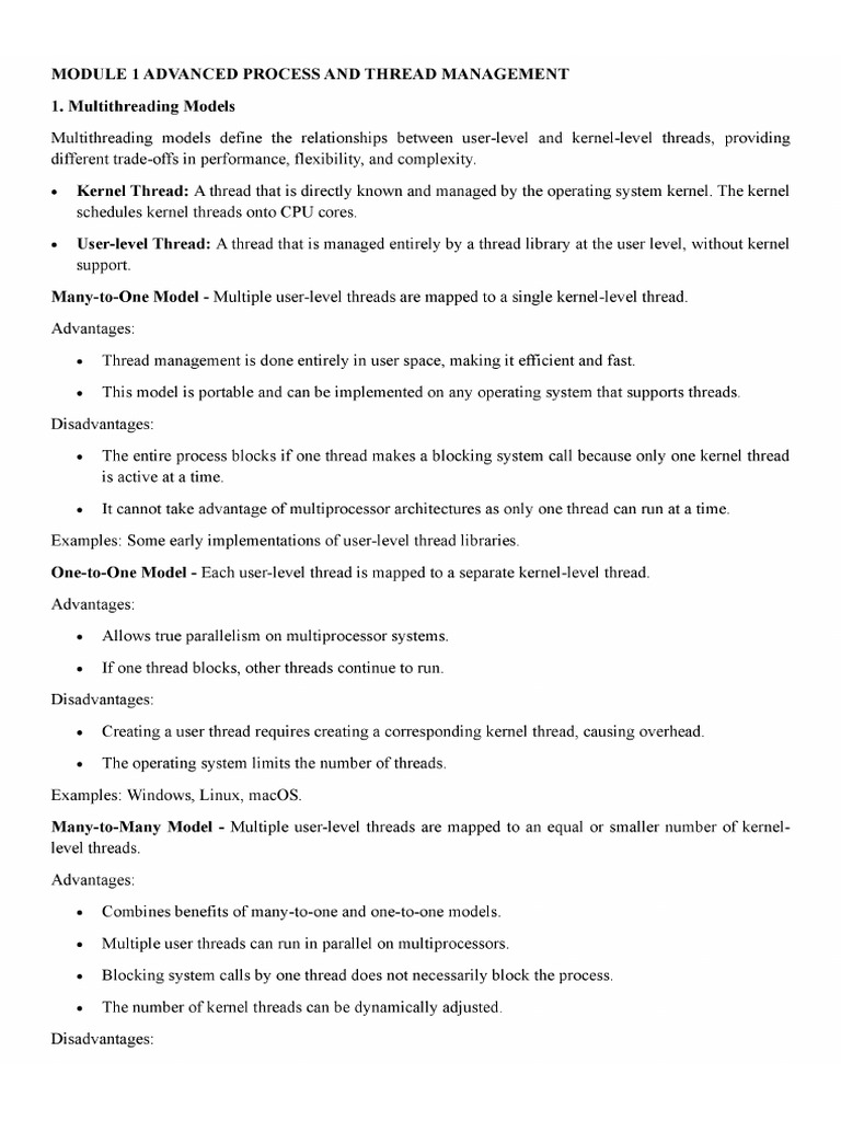 Unit 1 Advanced Process and Thread Management (1) | PDF
