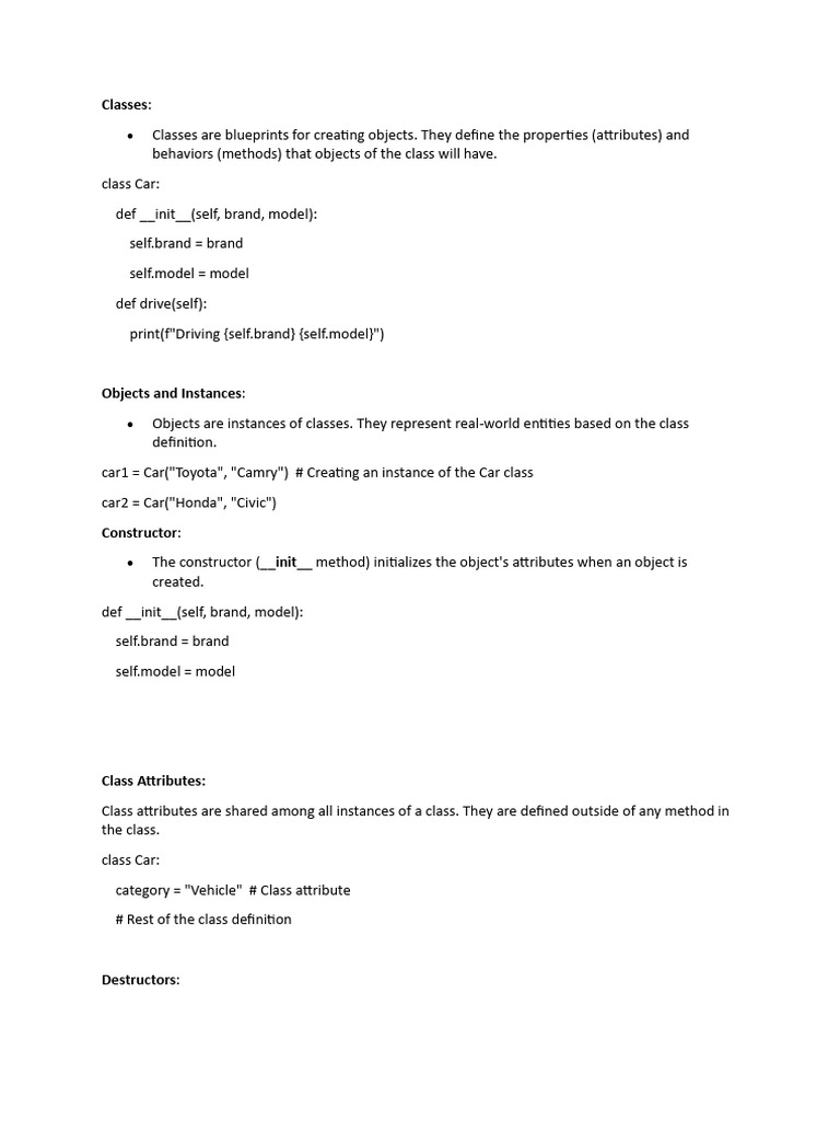 Notes of Oops in Python | PDF | Method (Computer Programming ...
