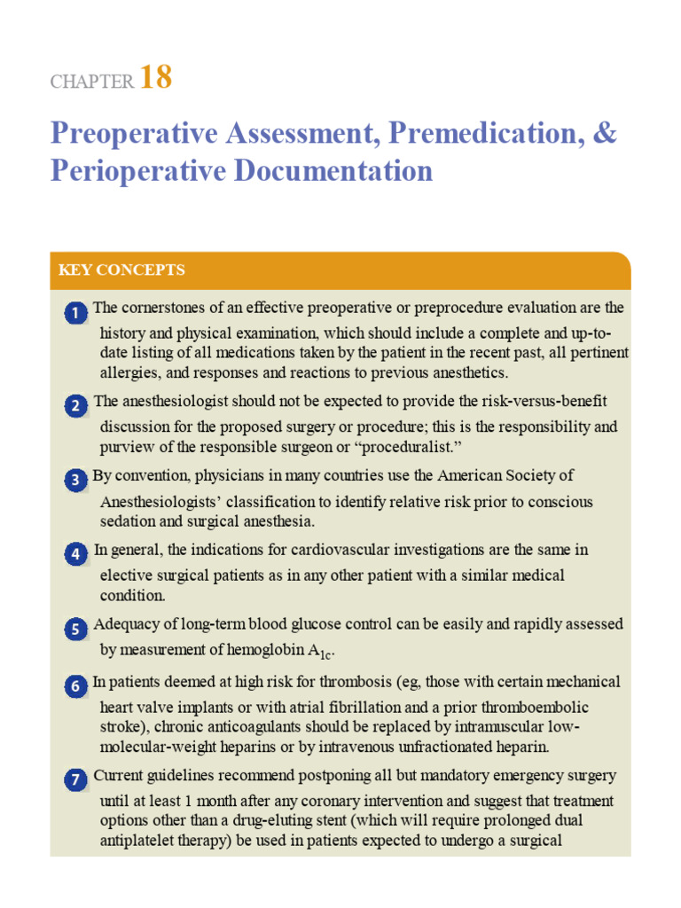 18. Preoperative Assessment, Premedication, & Perioperative ...