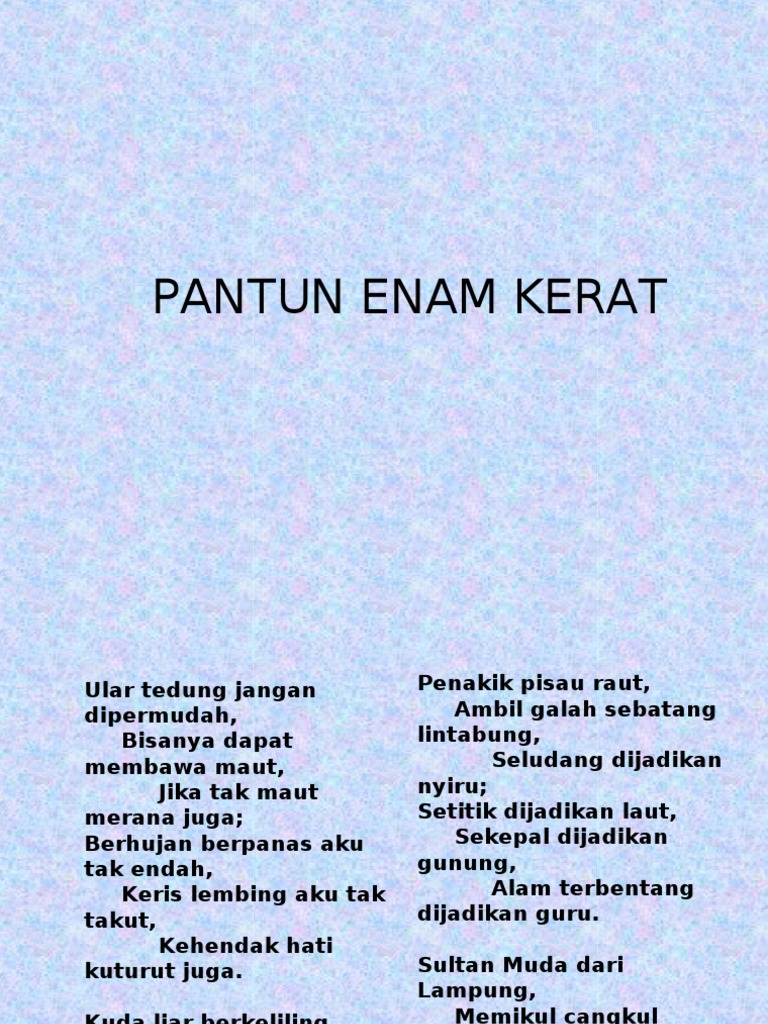 Pantun Enam Kerat Pdf