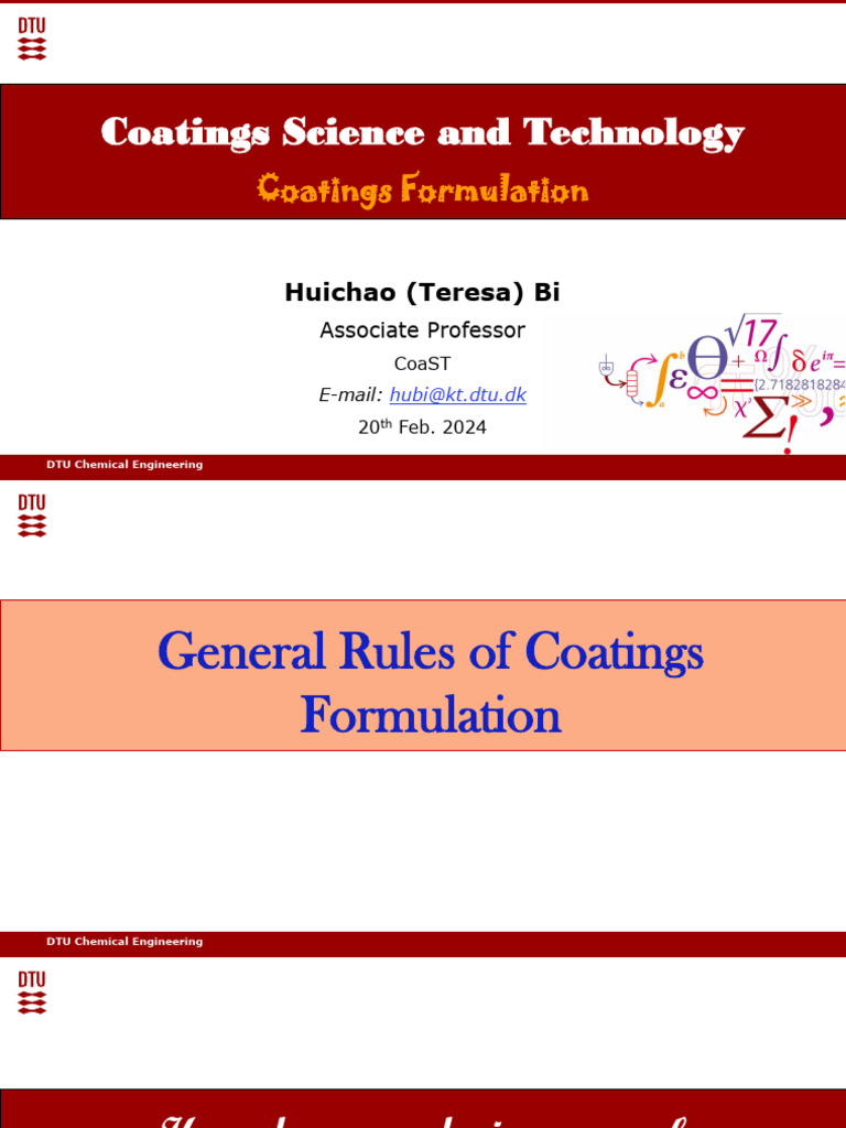 Lecture 4 Coatings Formulation - General Rules | PDF | Coating ...