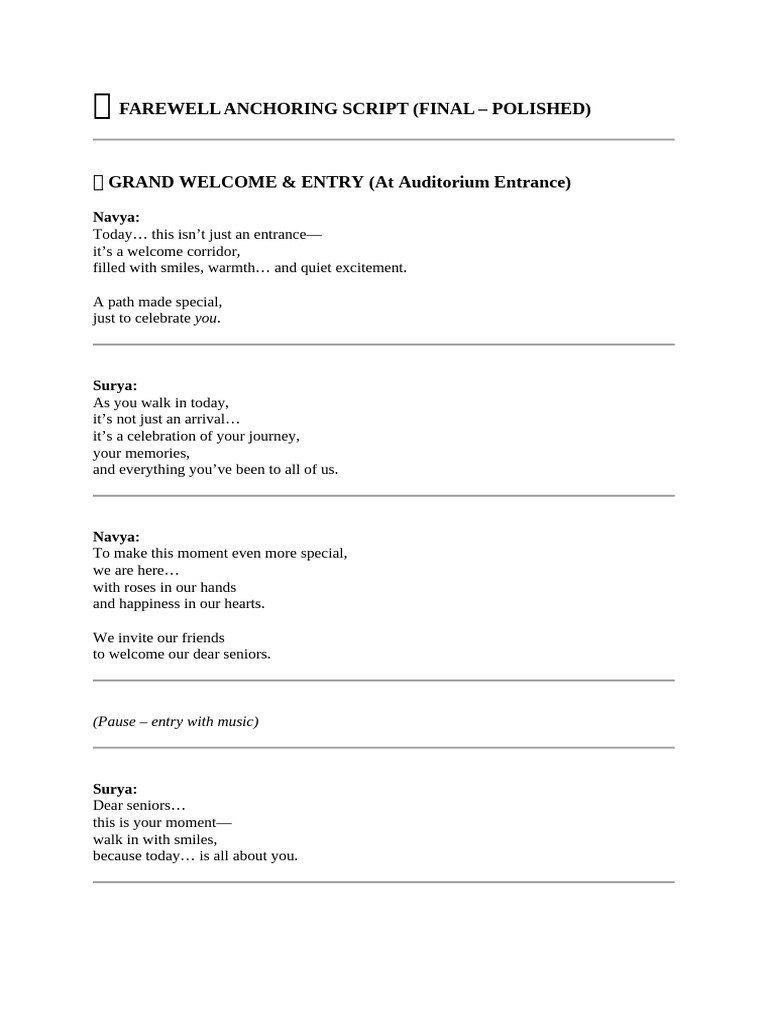 ? Farewell Anchoring Script-1 | PDF
