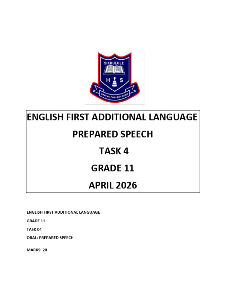 858802850 English First Additional Language Task 4 2024 Grade 11 | PDF ...