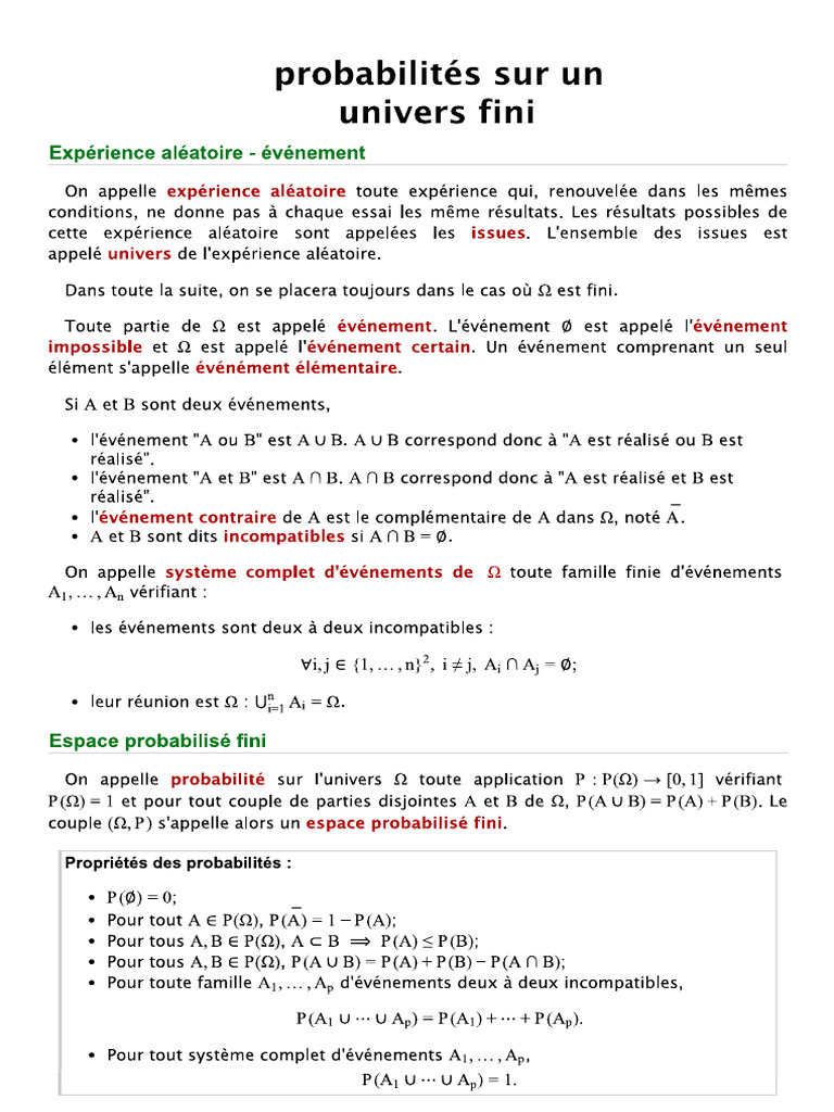 18_Probabilités_sur_un_univers_fini_cours_&_31_exercices_BIBMATH | PDF