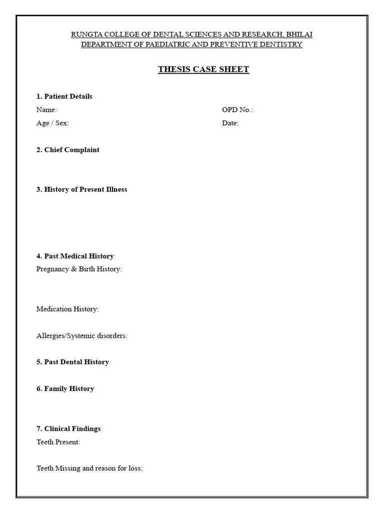 Case History Form | PDF | Dentistry | Human Tooth
