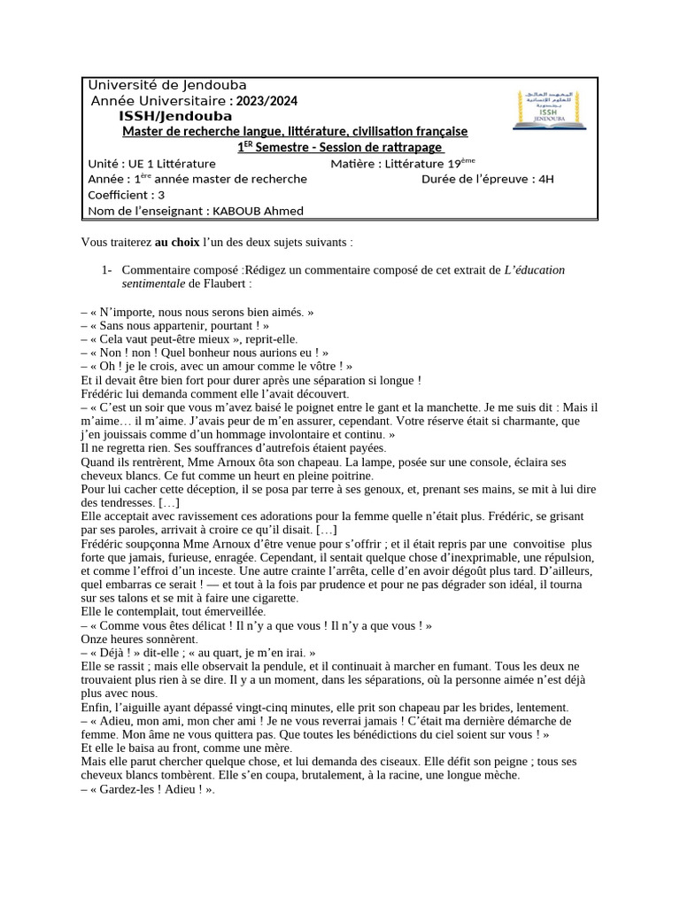 Litt 19 Rattrapage | PDF