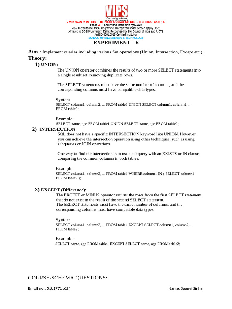Experiment of Dbms 6 and 7 | PDF | Computer Programming | Data ...