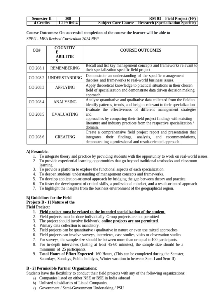 Field Project Guidelines | PDF | Data | Data Analysis
