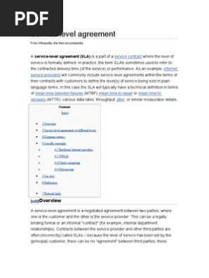 Service Level Agreement