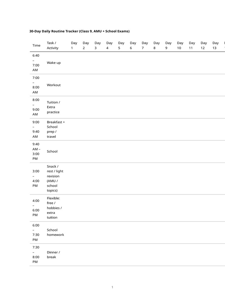 30 Day Routine Tracker | PDF