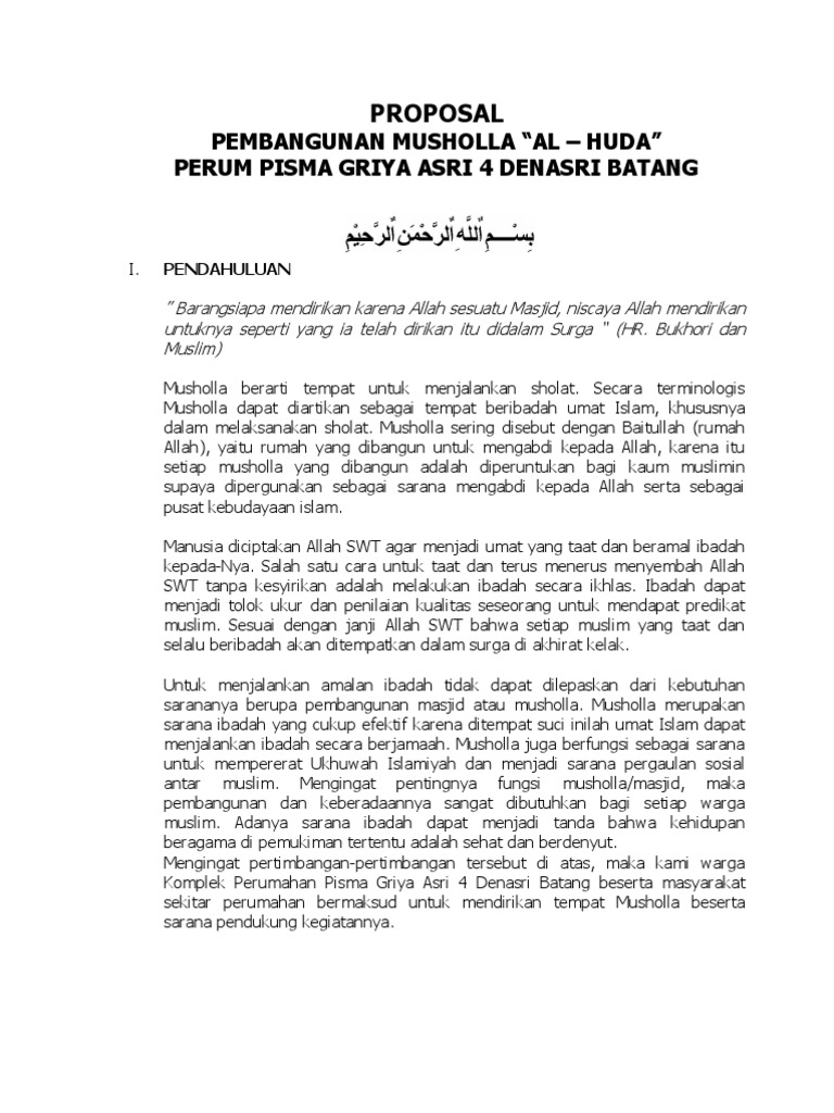 26++ Contoh proposal pembangunan musholla 2019 doc ideas