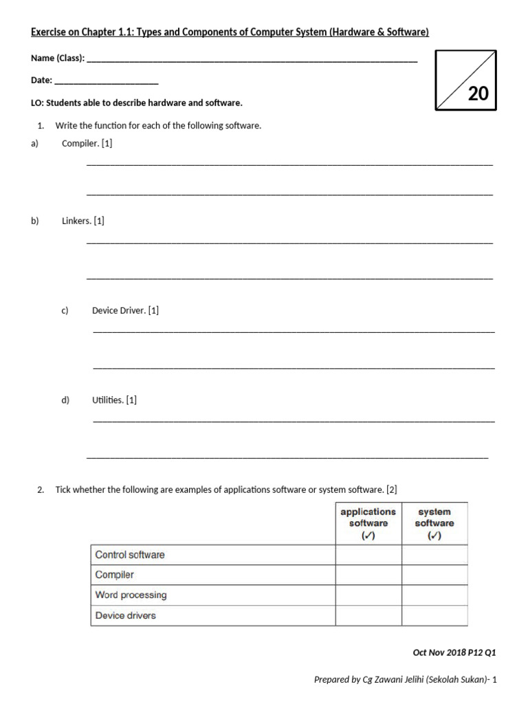 1.1 Hardware Software Exercise 2 | PDF | Computer Hardware | Read Only ...