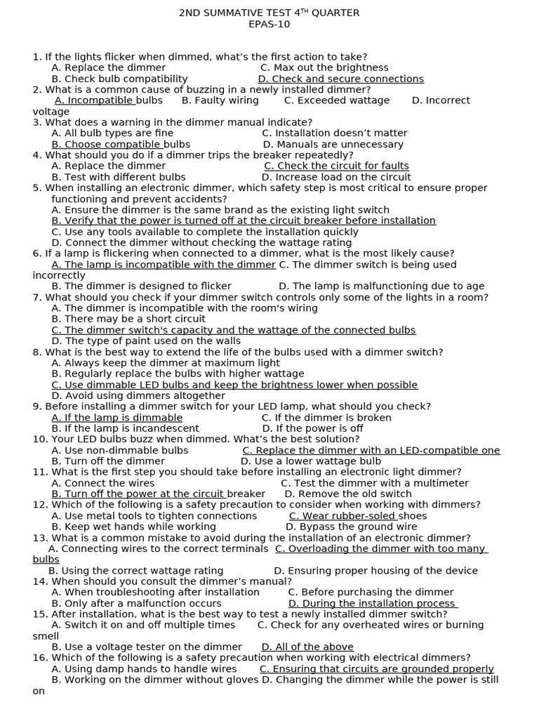 Summative Test No.2 4th Quarter | PDF | Power (Physics) | Electromagnetism