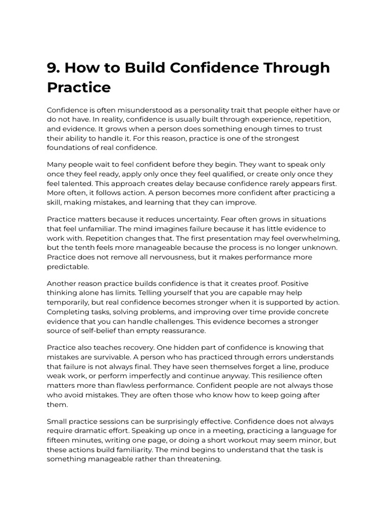How to Build Confidence Through Practice | PDF | Mind | Cognitive ...