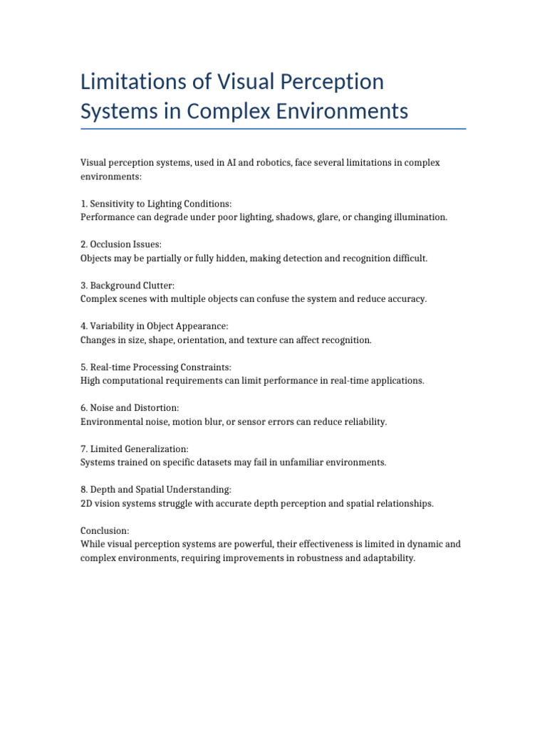 Visual Perception Limitations | PDF