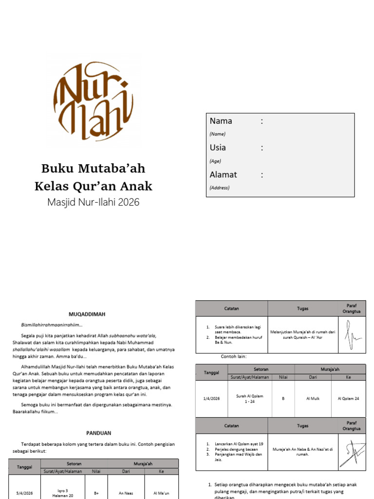 Mutaba'Ah Kelas Quran Nuri | PDF