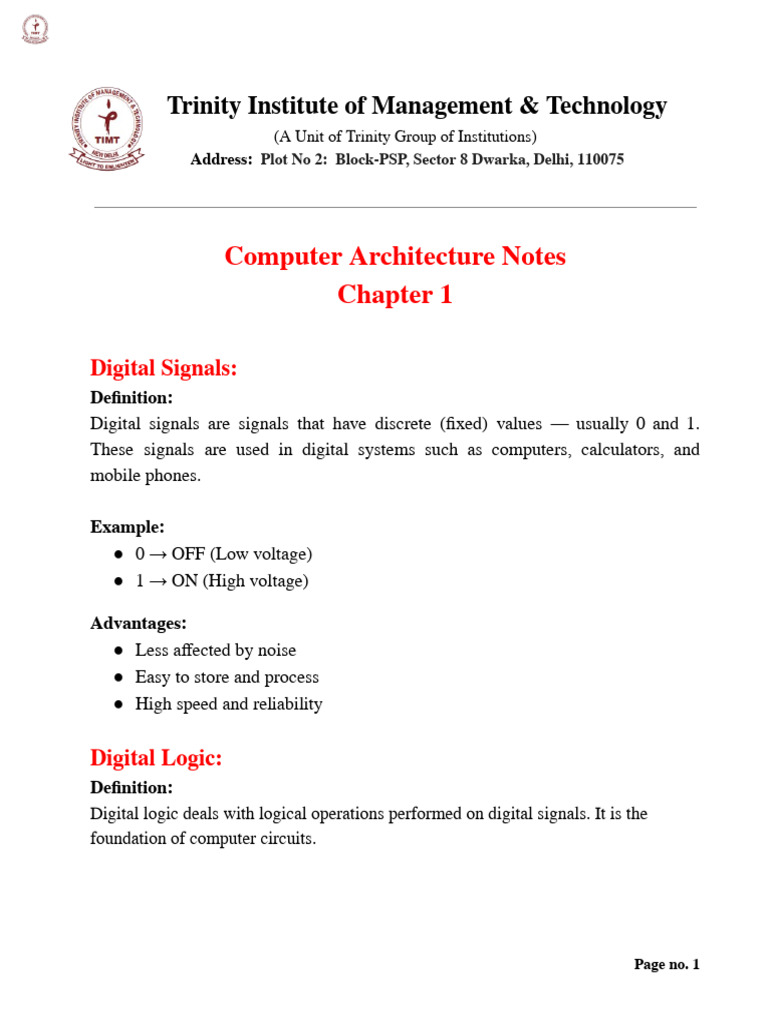 CHAPTER 1 Computer Architecture Notes | PDF | Logic Gate | Boolean Algebra