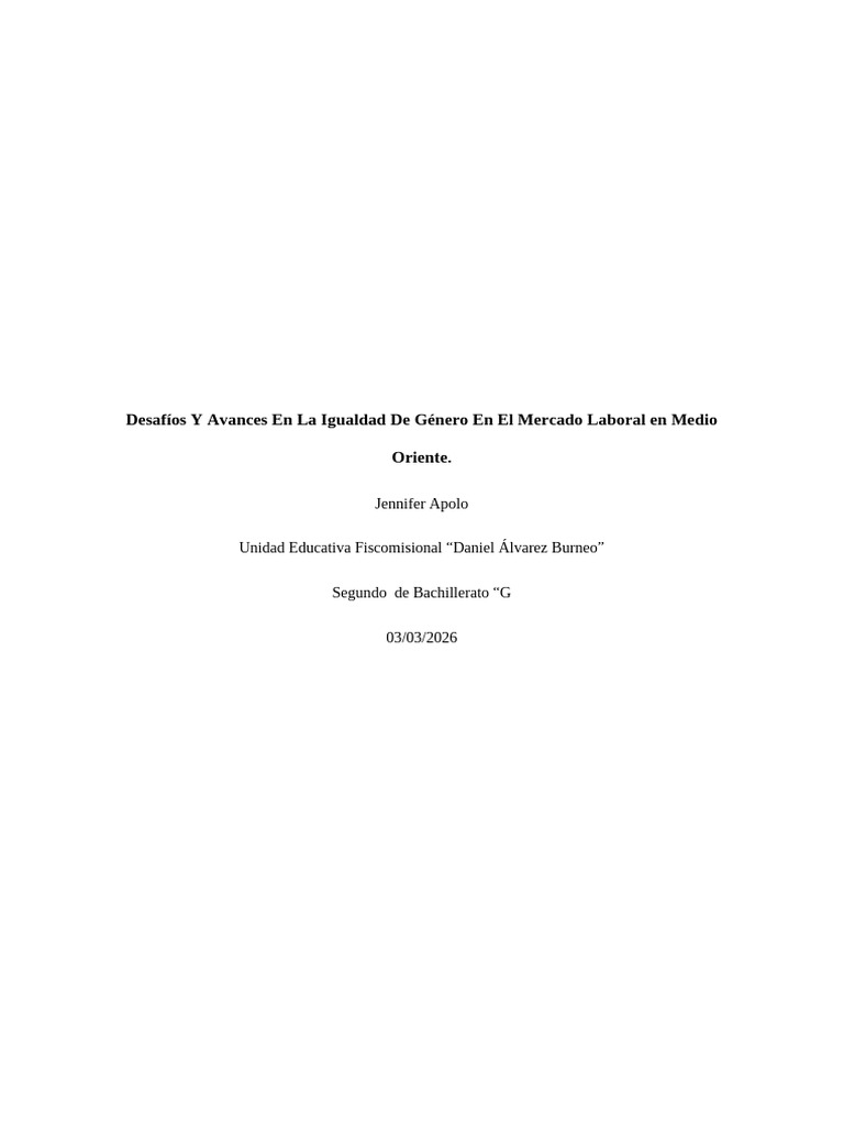 Desafíos Y Avances en La Igualdad de Género en El Mercado Laboral en ...