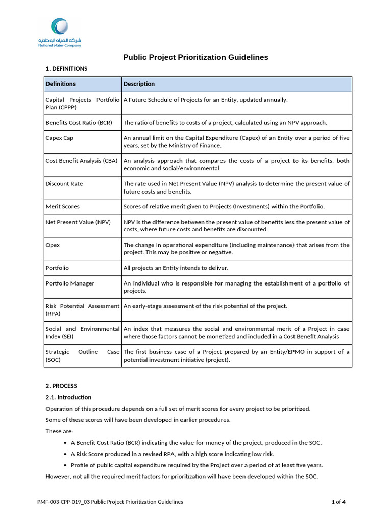 PMF-003-CPP-019_03 Public Project Prioritization Guidelines | PDF | Net ...