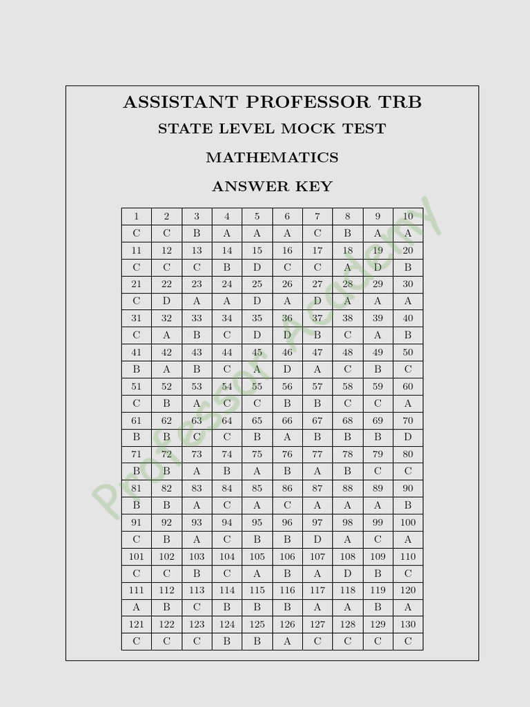 AP TRB State Level Mock Test Mathematics Answer With Explanation | PDF