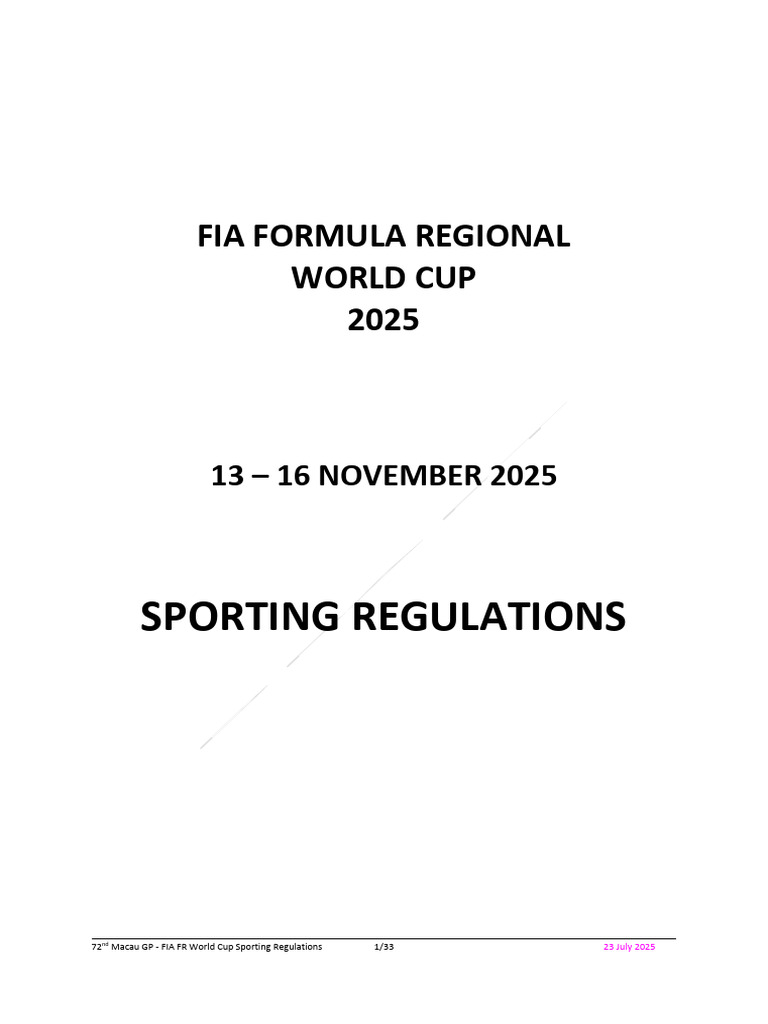 2025 Fr World Cup Sporting Regulations v2 | PDF | Formula One ...