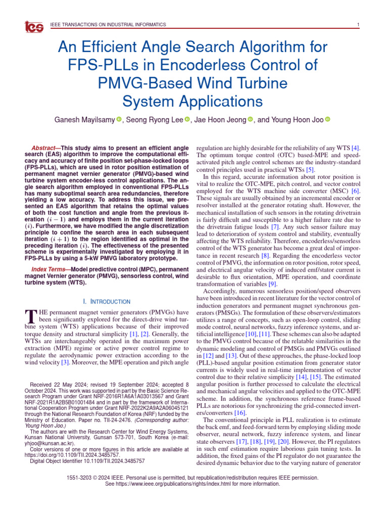 An Efficient Angle Search Algorithm for FPS-PLLs in Encoderless Control ...